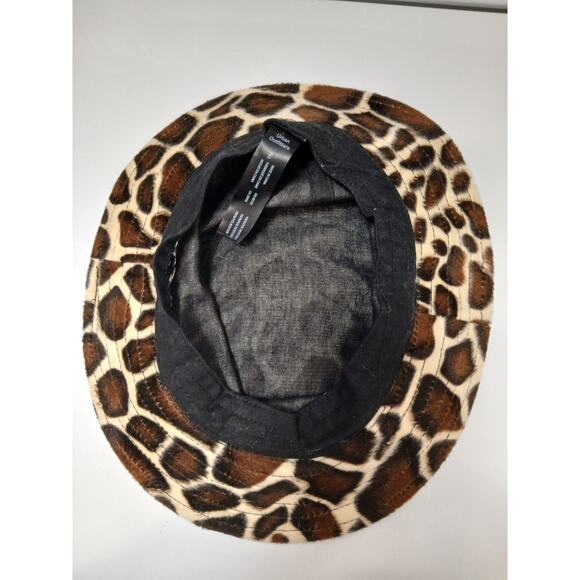 UO Gia Furry Leopard Bucket Hat Giraffe Brown Black Safari L One Size Fits Most - Picture 12 of 16